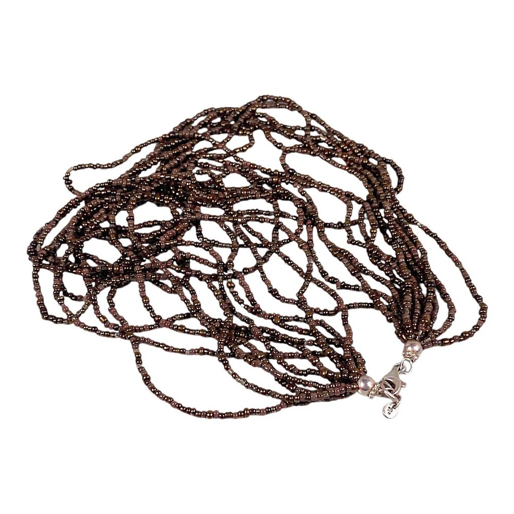 Silpada Bronze Beaded Necklace 17" Brown Glass Bead Torsade Artsy Boho N1815 - Picture 2 of 16